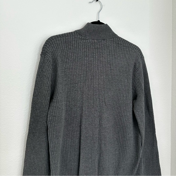 Theory Amador Breach Cotton Full Zip Knit Sweater Size Large Men’s Dark Gray - Picture 8 of 11